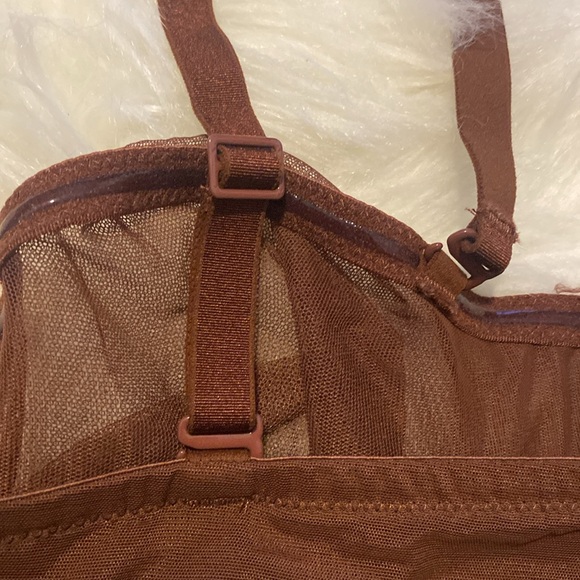 NEW SKIMS Ultra Fine Mesh Scoop Bra Underwire, Brown Mahogany Size 42A Ultrafine - Picture 11 of 14